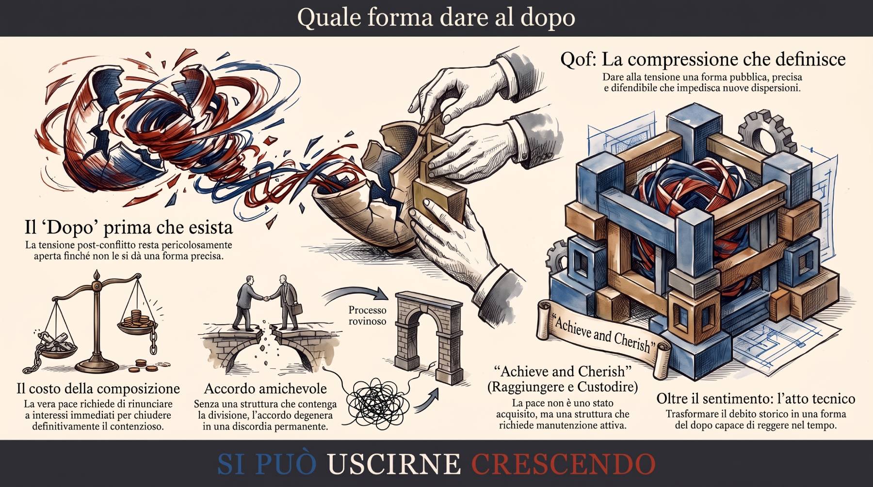 Infografica Parte IV — Quale forma dare al dopo: la Qof come forma precisa e difendibile. Il Second Inaugural come architettura del dopo prima che il dopo esista.