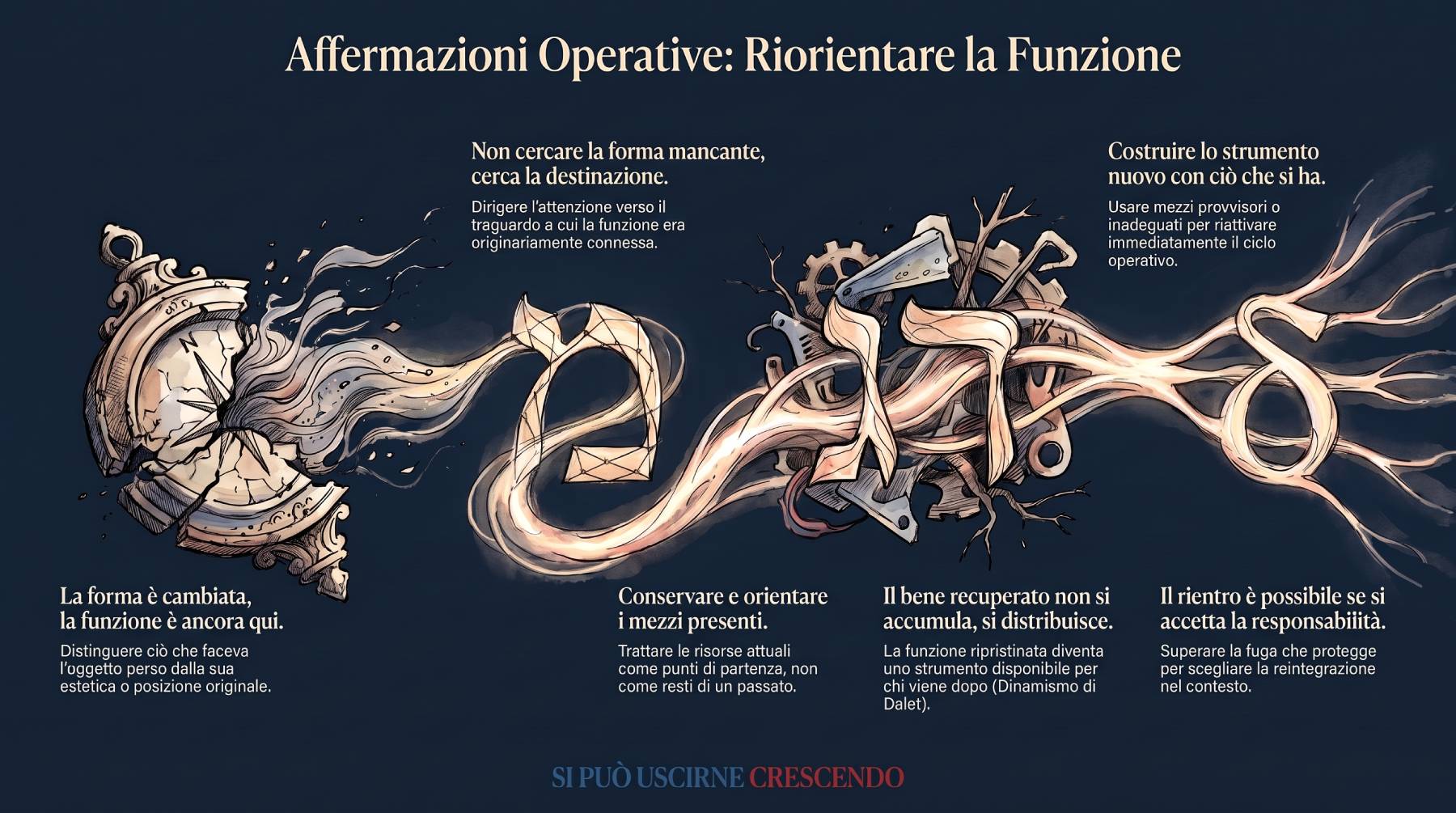 Affermazioni operative — MaNaDeʼeL: formulazioni da portare con sé nel lavoro quotidiano di recupero e reintegrazione.
